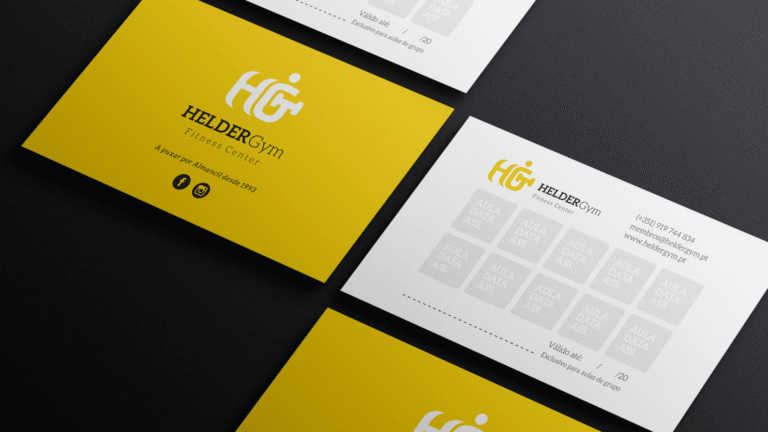 Mockup de identidade visual com cartões de visita e papel timbrado em tons de amarelo, preto e branco, com design moderno e minimalista